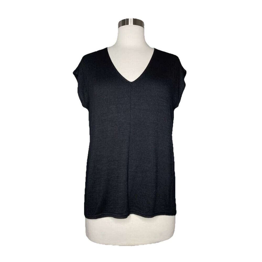 Market & Spruce Top Women XS Stitch Fix NWT Black Tee Short Sleeve V-neck